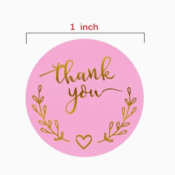 200 THANK YOU Pink Stickers 1" - Picture 1 of 5